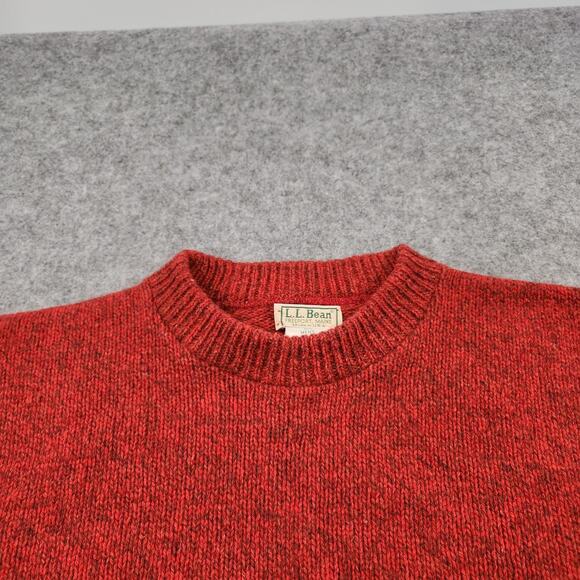 Vintage LL Bean Sweater Mens Large Red Wool Blend Knit Crewneck Pullover USA 90s - Picture 6 of 12